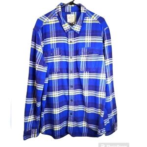 Heritage American Eagle XXL_TTG Shacket Flannel Shirt blue/white/yellow